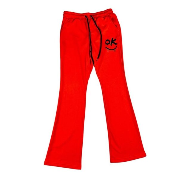 Men's Orange Flared "OK" Graphic Manfinity Sweatpants W Drawstring Size S - Picture 2 of 8